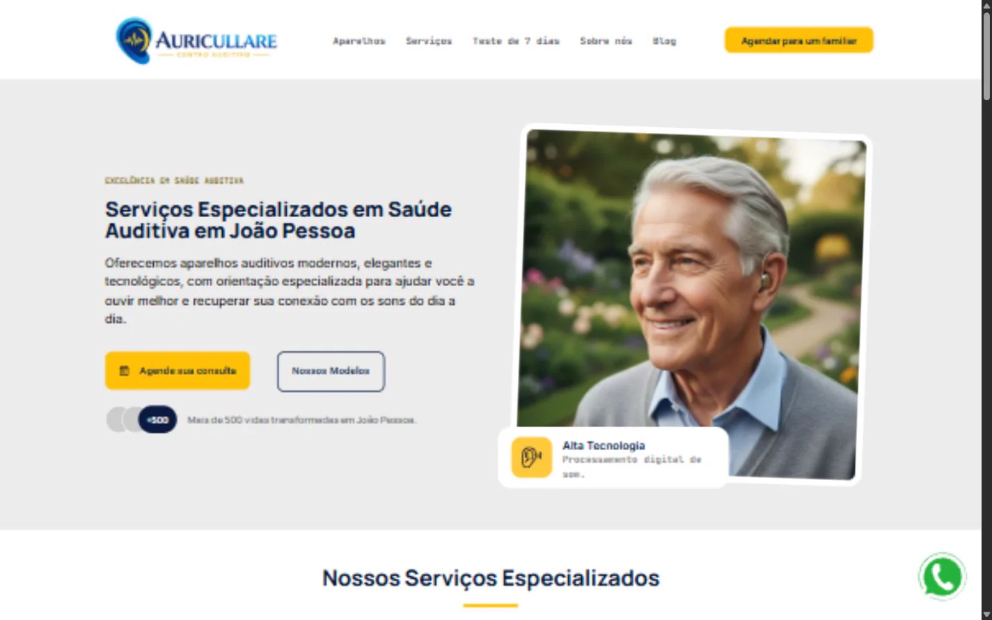 Captura real do site auricullare