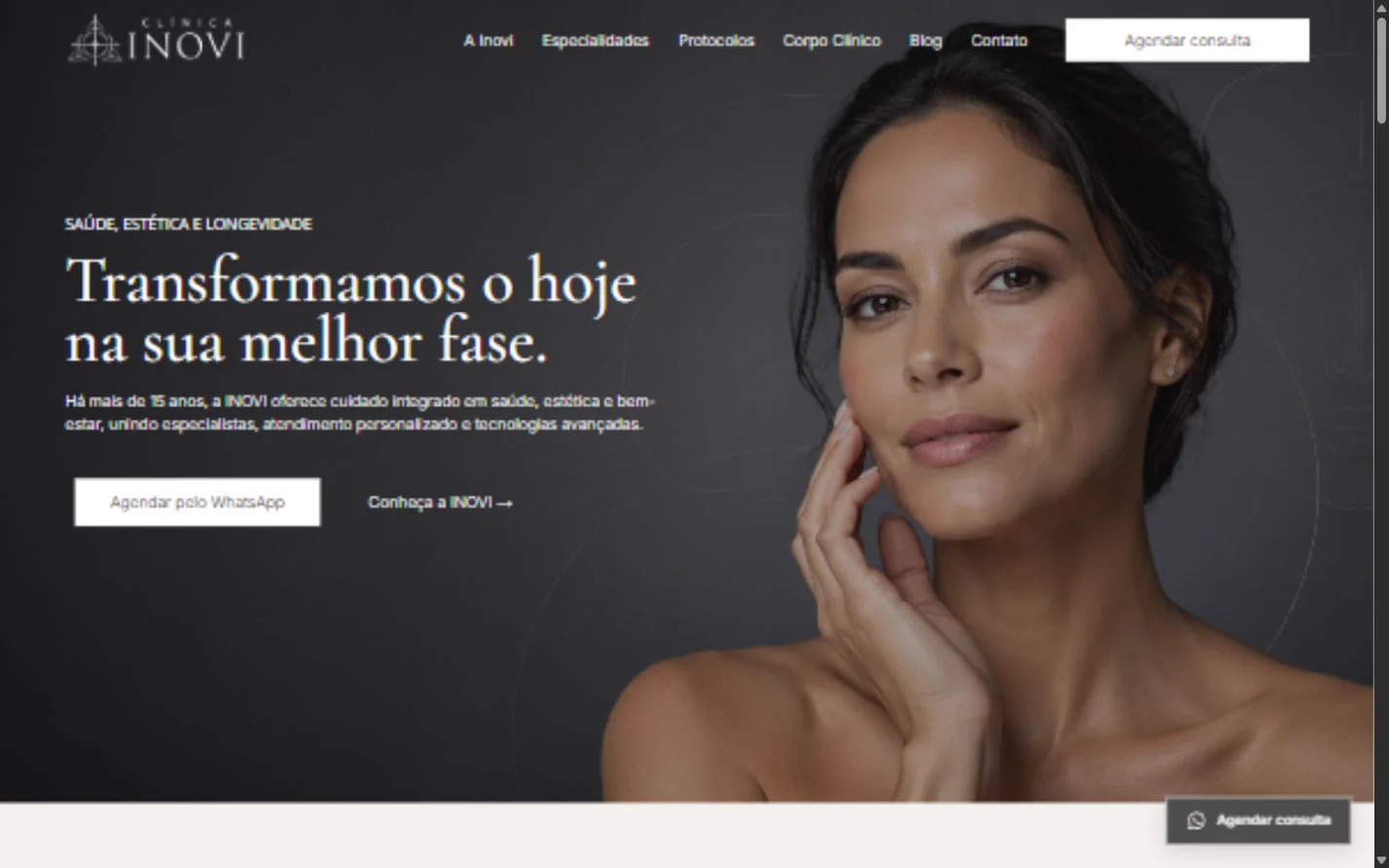 Captura real do site Clínica Inovi