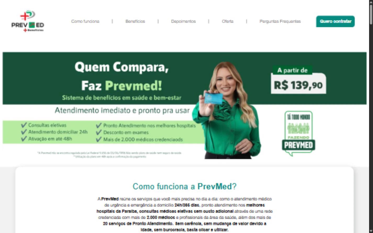 Captura real do site PrevMed