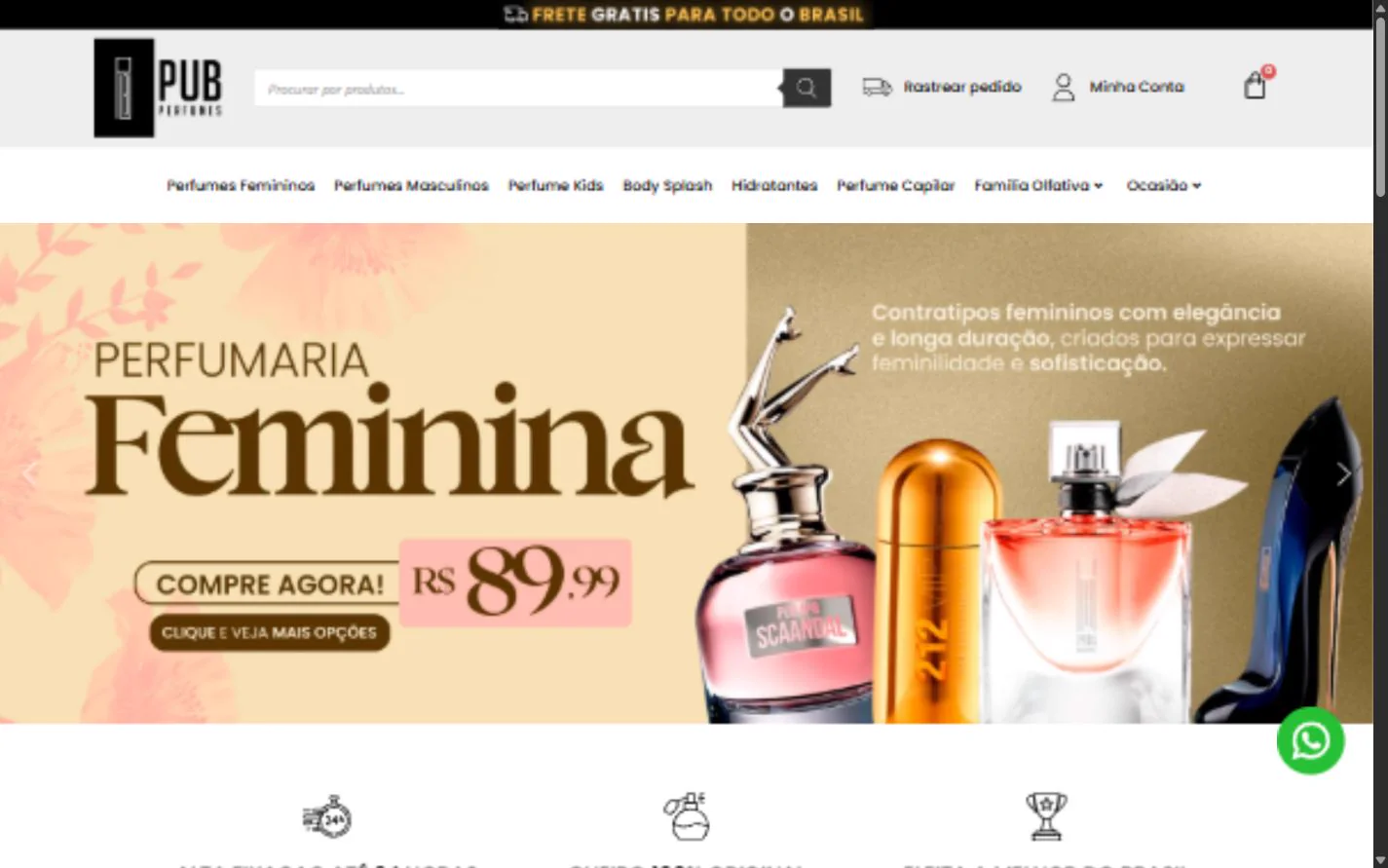 Captura real do site Pub Perfumes