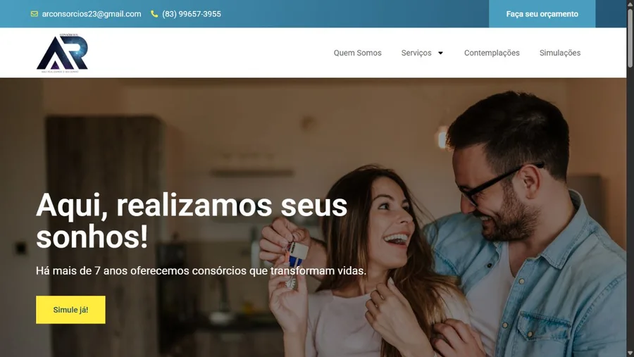 Captura real do site AR Consórcios