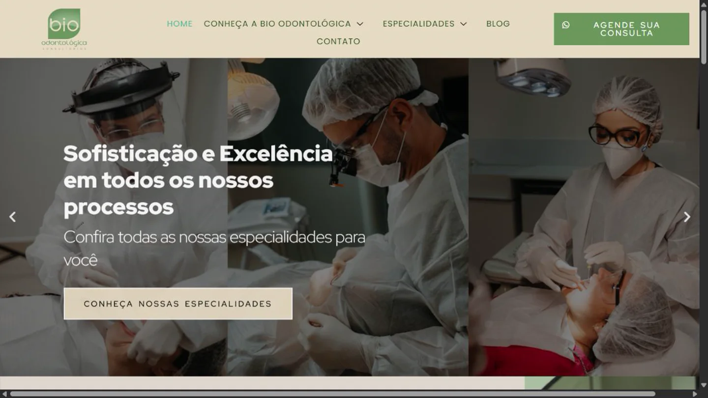 Captura real do site Bio Odontológica