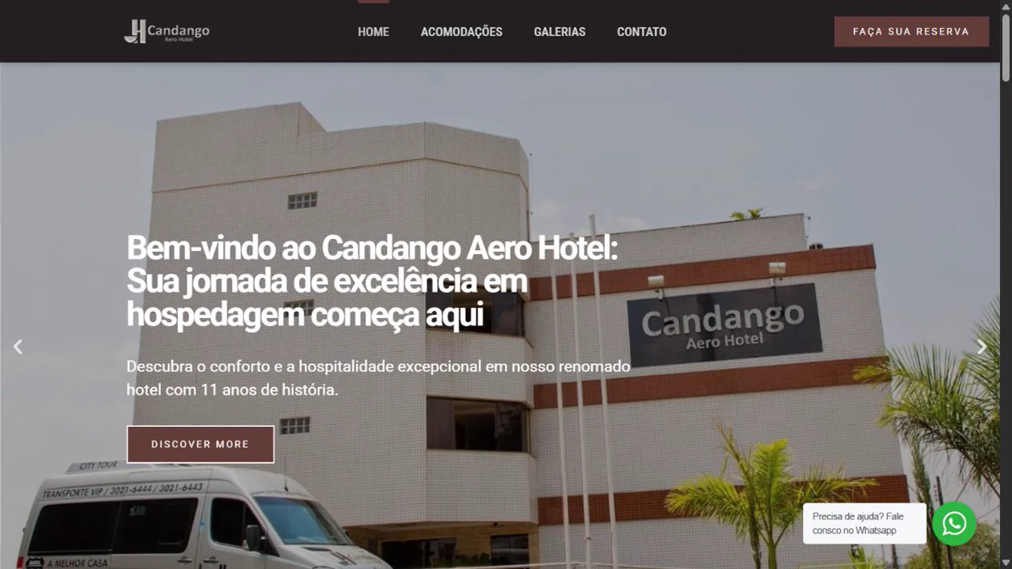 Captura real do site Candango Aero Hotel