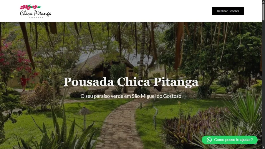 Captura real do site Pousada Chica Pitanga