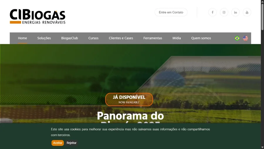 Captura real do site CIBiogás