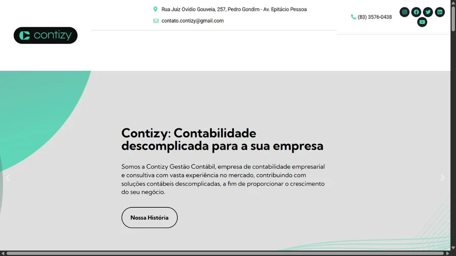 Captura real do site Contizy