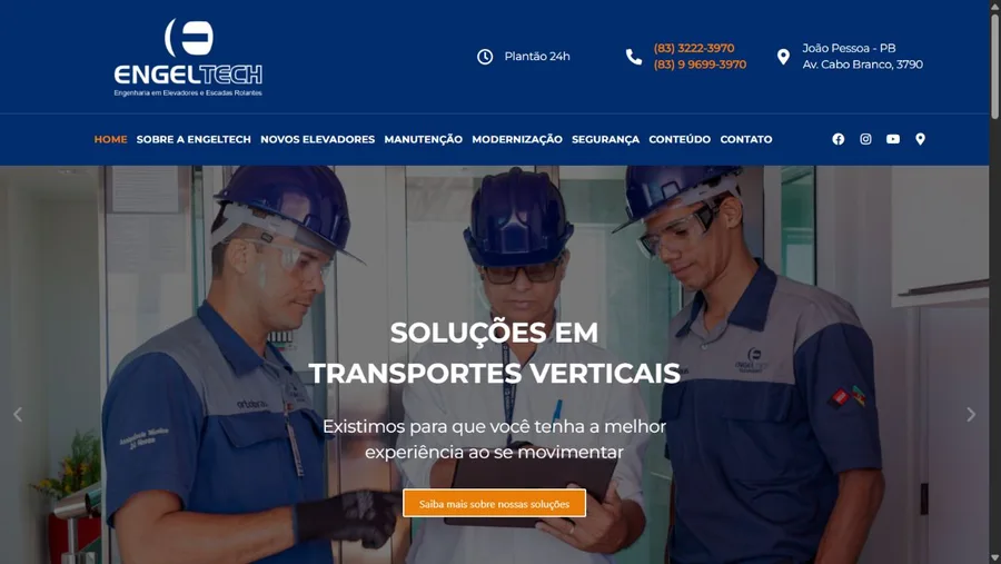 Captura real do site Engeltech