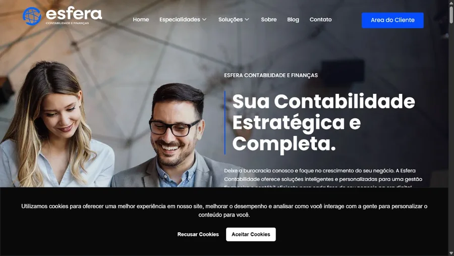 Captura real do site Esfera Contabilidade