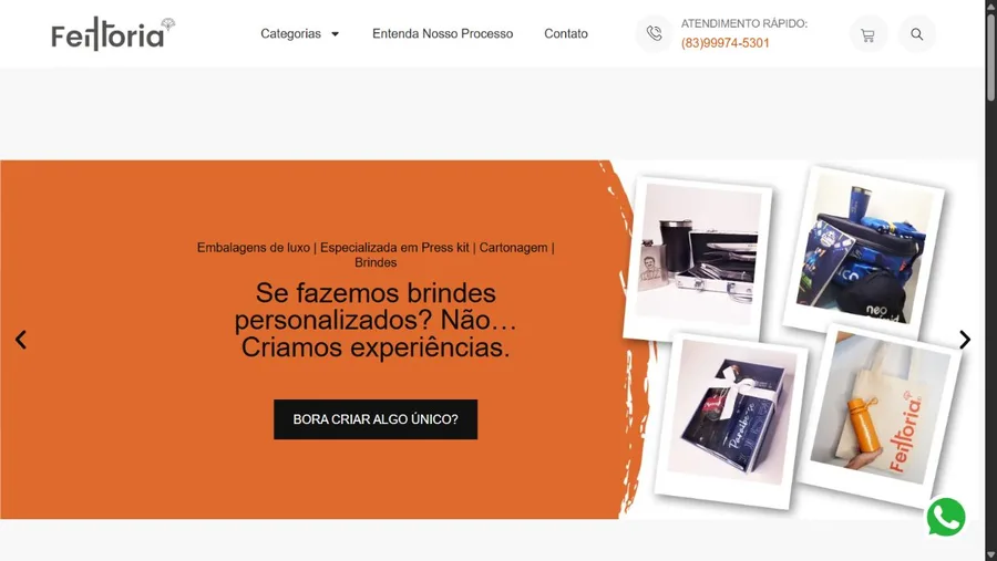 Captura real do site Feittoria