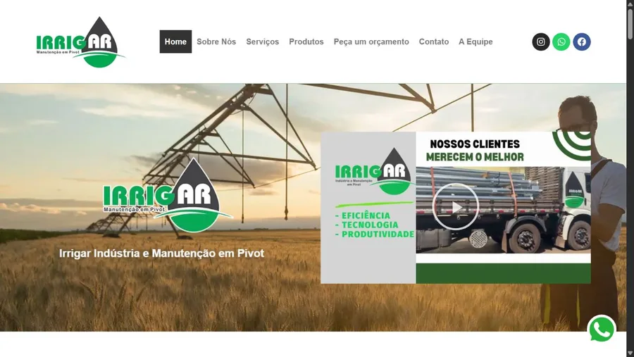 Captura real do site Irrigar Guaíra