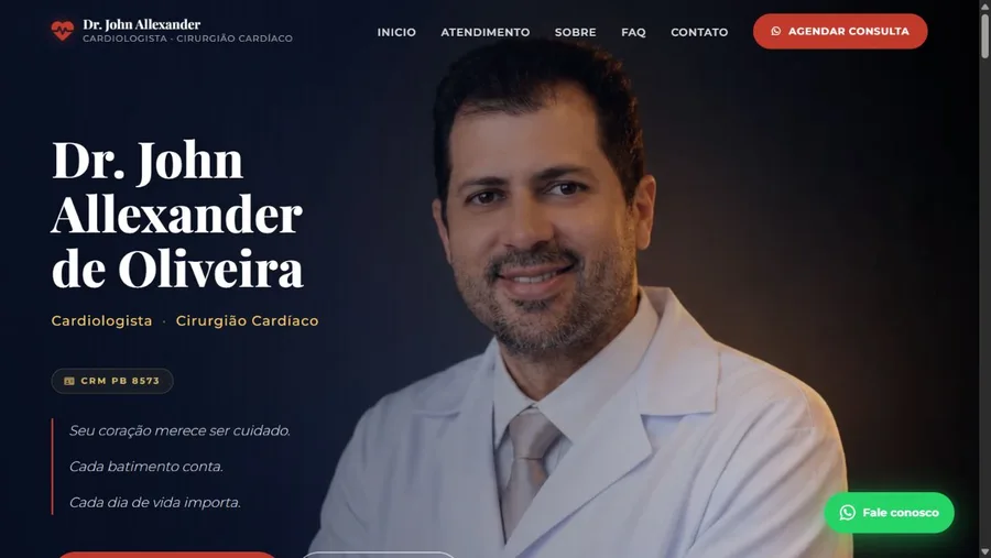 Captura real do site Dr. John Allexander