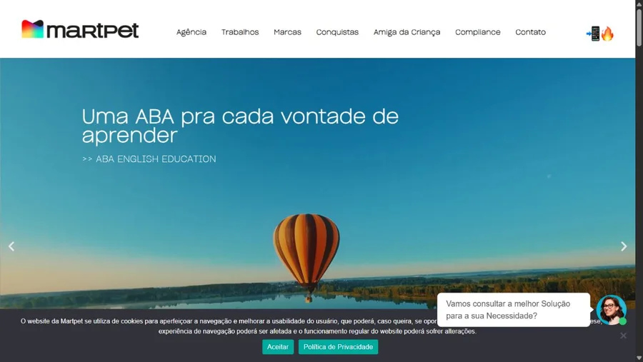 Captura real do site Martpet Comunicação
