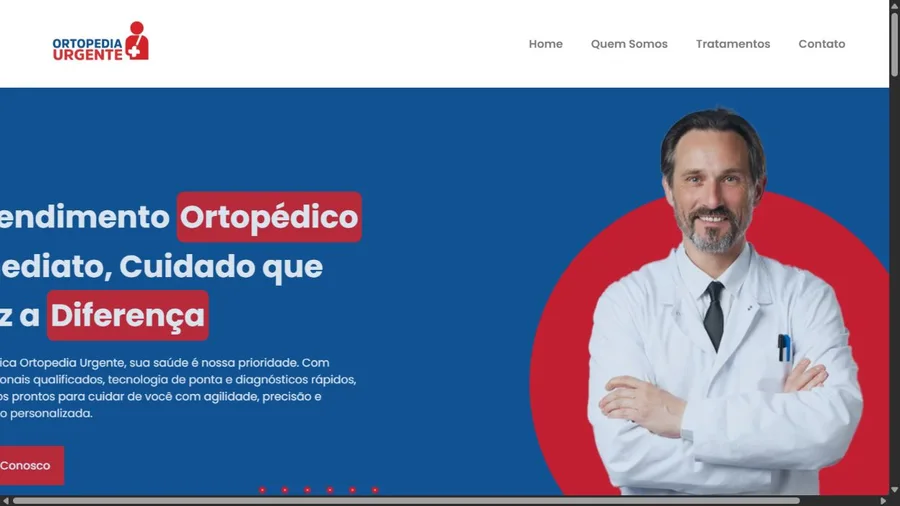 Captura real do site Ortopedia Urgente