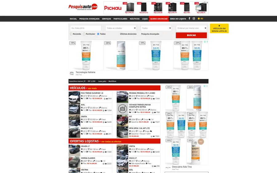 Captura real do site Pesquisauto