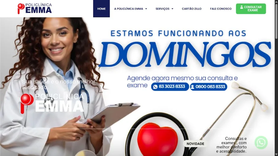 Captura real do site Policlínica Emma
