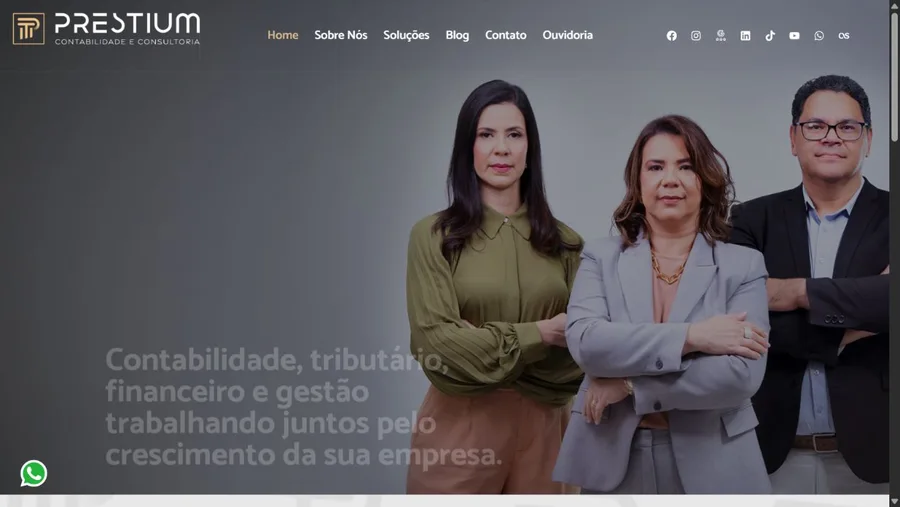 Captura real do site Prestium Contabilidade