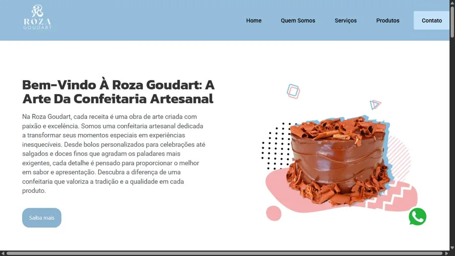 Captura real do site Roza Goudart