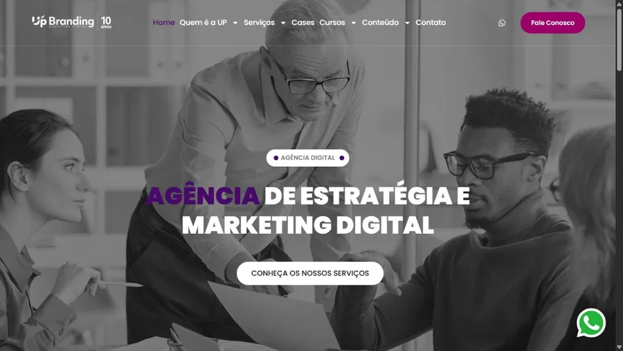 Captura real do site UP Branding