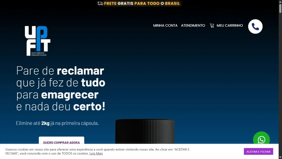 Captura real do site UPFit