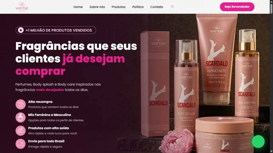 Captura real do site We’be Beauty
